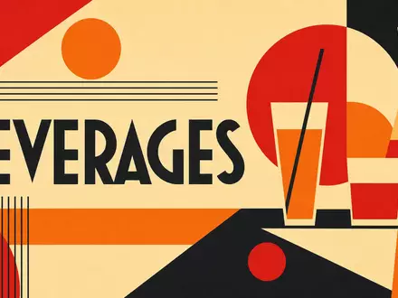 Davide Campari-Milano N.V. (NL0015435975) inspiriert geometrisches Bauhaus-Poster mit rot-orangen Formen und dem Sektor-Begriff Beverages - Foto: THN