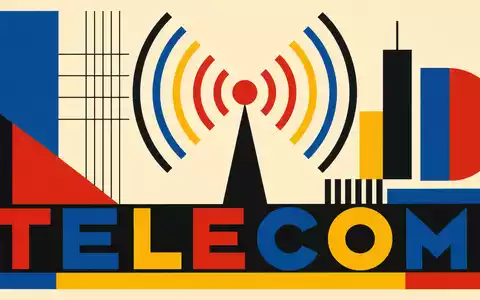 Bauhaus-Poster mit TELECOM und geometrischen Signalwellen repräsentiert Branche von Koninklijke KPN N.V. NL0000009082 - Foto: THN