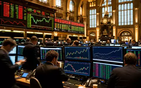 Amsterdamer Börsen-Editorial zeigt Händler vor AEX-Charts und verbindet Finanzwelt mit Koninklijke KPN N.V. NL0000009082 - Foto: THN