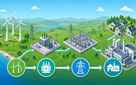 Energiekontor AG DE0005313506 isometrisches 3D-Diagramm der grünen Wertschöpfungskette der gesamten erneuerbaren Energie - Foto: THN