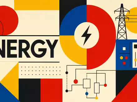 Dieses Bauhaus-Poster zeigt geometrisch Energie-Symbole und passt zur Branche von Schneider Electric S.E. FR0000121972 - Foto: THN