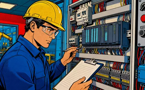 Dieses Pop-Art-Comic zeigt einen Techniker an einer Automatisierungsanlage, passend zu Schneider Electric S.E. FR0000121972 - Foto: THN