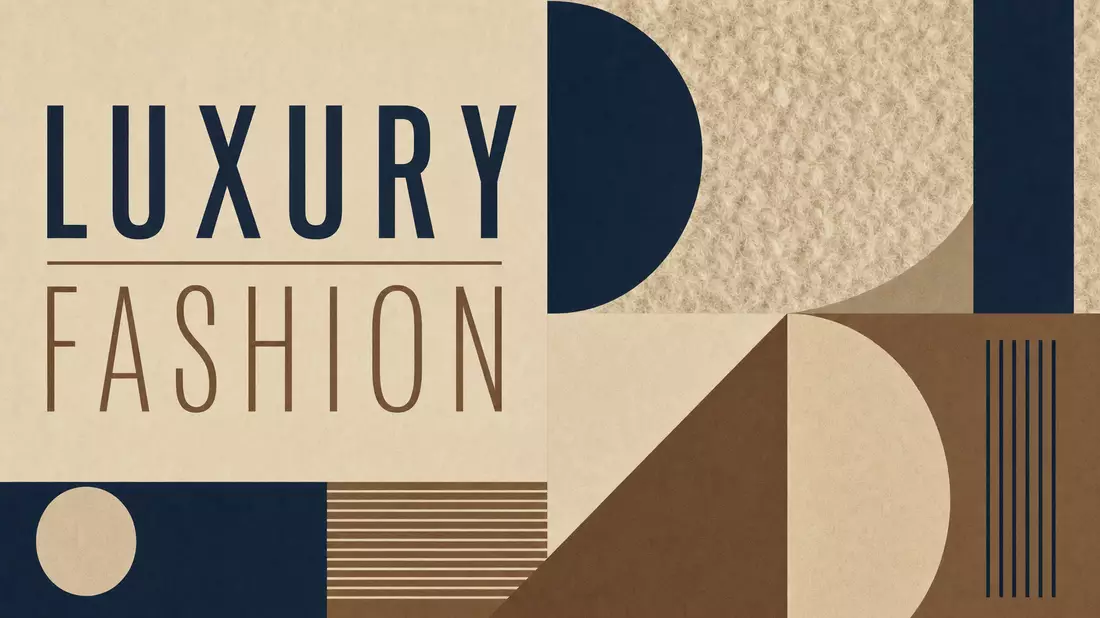 Bauhaus-Poster mit geometrischen Formen und Schriftzügen zu Luxusmode