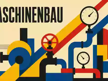 Spirax-Sarco Engineering plc GB00BWFGQN14 im Bauhaus-Stil: geometrisches Sektorposter MASCHINENBAU mit Ventilen und Primärfarben - Foto: THN