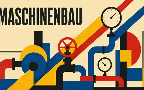 Spirax-Sarco Engineering plc GB00BWFGQN14 im Bauhaus-Stil: geometrisches Sektorposter MASCHINENBAU mit Ventilen und Primärfarben - Foto: THN