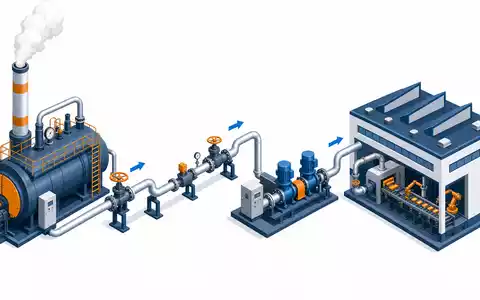 Spirax-Sarco Engineering plc GB00BWFGQN14 Wertschöpfungskette isometrisch: von Dampfkessel über Ventile bis zur Fabrikhalle - Foto: THN