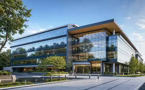 Architektur-Render eines modernen Bürogebäudes symbolisiert Hauptsitz von Rentokil Initial plc, ISIN GB00B082RF11, professionelle Ausstrahlung - Foto: THN