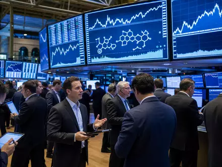 Croda International Plc (ISIN GB00BJFFLV09) erscheint symbolisch auf geschäftigem Börsenparkett mit sektortypischen Chemiediagrammen und Charts - Foto: THN