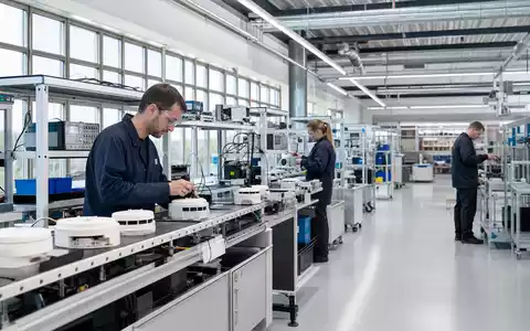 Halma plc (ISIN GB0004052071) fertigt in moderner Fabrik hochpräzise Sicherheitssensoren und Brandmeldetechnik für Industriekunden weltweit - Foto: THN