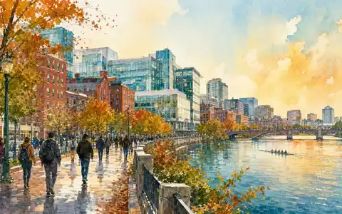 Alexandria Real Estate Equities REIT US0152711022 Aquarell Cambridge Massachusetts Biotech Cluster Herbst am Fluss - Foto: THN