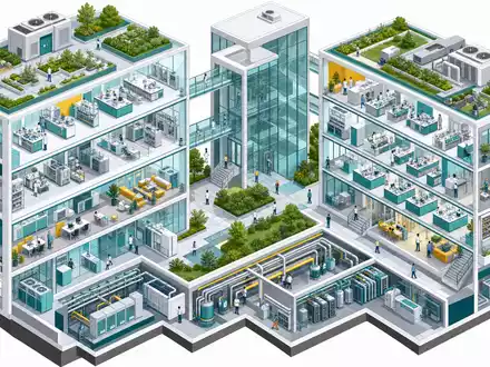 Alexandria Real Estate Equities REIT US0152711022 isometrisches 3D Biotech Campus Schnittansicht mit Labor Etagen - Foto: THN