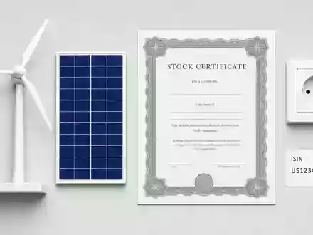 Alliant Energy Corp. US0188021085 Flatlay Windrad Solar Steckdose Aktienzertifikat ISIN Karte Energie Investition - Foto: THN