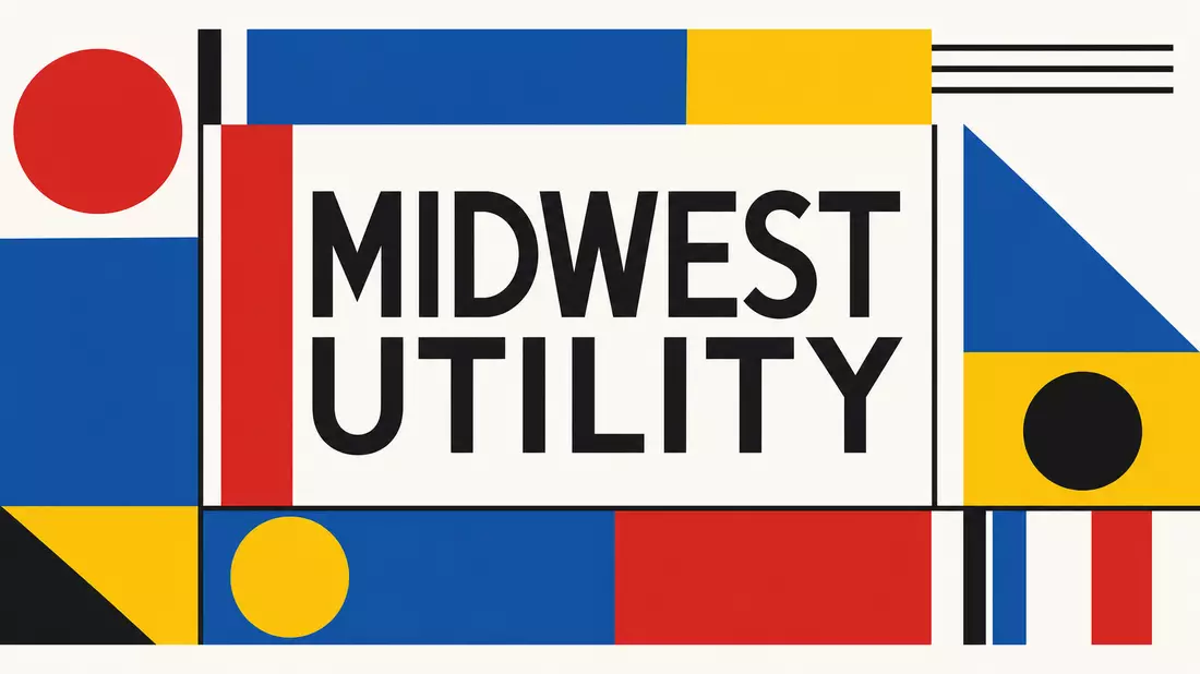 Bauhaus-Poster MIDWEST UTILITY geometrische Formen Primärfarben Modernismus