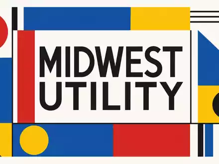 Alliant Energy Corp. US0188021085 Bauhaus Poster MIDWEST UTILITY geometrische Primärfarben Modernismus Design Iowa - Foto: THN