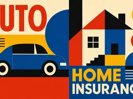 Allstate Corp. US0200021014 Bauhaus-Poster zeigt geometrische Formen für Auto- und Hausversicherung in Primärfarben - Foto: THN