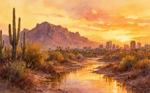 Align Technology Inc. Aquarell der Wüstenlandschaft Tempe Phoenix Arizona Unternehmenshauptsitz digitale Kieferorthopädie NASDAQ US0162551016 - Foto: THN