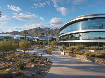 Align Technology Inc. Architekturrender moderner Medizintechnik-Campus in Arizona Firmensitz digitale Kieferorthopädie NASDAQ US0162551016 - Foto: THN