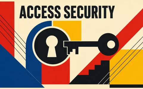 Allegion plc IE00BFRT3W74 – Bauhaus-Poster mit geometrischen Formen und Schriftzug ACCESS SECURITY im Konstruktivismus-Stil - Foto: THN