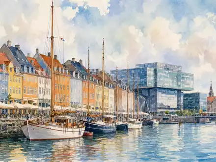 Novo Nordisk A/S (ISIN DK0060534915) hat seinen Firmensitz nahe Kopenhagen, dargestellt hier als stimmungsvolles Aquarellgemälde - Foto: THN