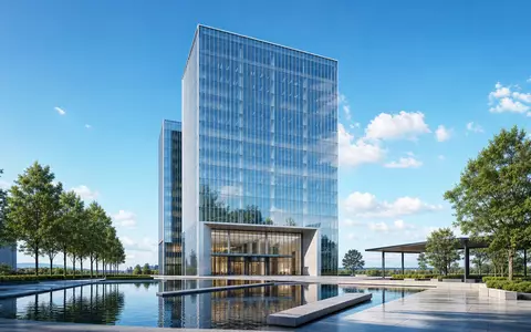 Architektur-Render eines modernen Glasturms visualisiert den unternehmerischen Hauptsitz von Shell plc, ISIN NL0000009827, als Energiekonzern - Foto: THN