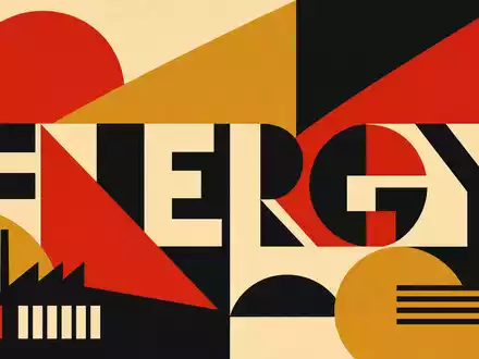 Geometrisches Bauhaus-Poster mit Energie-Motiv steht stellvertretend fĂŒr Shell plc, ISIN NL0000009827, im internationalen Energiesektor - Foto: THN