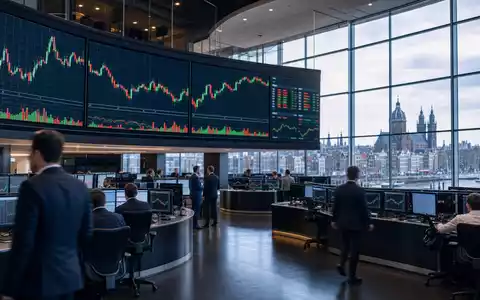 Börsen-Editorial-Foto vom Trading-Floor mit Energie-Charts symbolisiert Aktienhandel von Shell plc, ISIN NL0000009827 - Foto: THN