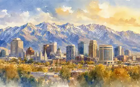 Zions Bancorp (ISIN US9897011071) prägt als Regionalbank die Skyline von Salt Lake City künstlerisch dargestellt - Foto: THN