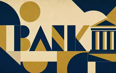 Zions Bancorp (ISIN US9897011071) wird als Bankwert durch geometrisches Bauhaus-Poster mit BANK-Schriftzug visualisiert - Foto: THN