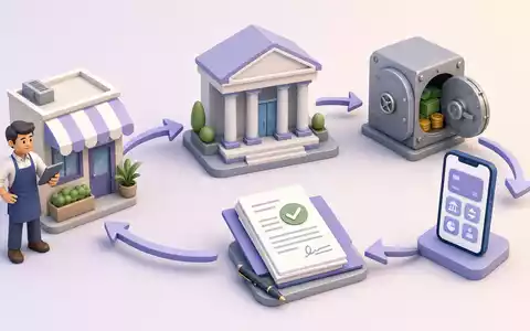 Zions Bancorp (ISIN US9897011071) veranschaulicht als Regionalbank den Kreditprozess in isometrischer 3D-Grafik - Foto: THN