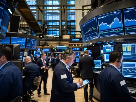 Zions Bancorp (ISIN US9897011071) wird an der NYSE gehandelt, dargestellt im lebhaften Börsen-Trading-Floor - Foto: THN