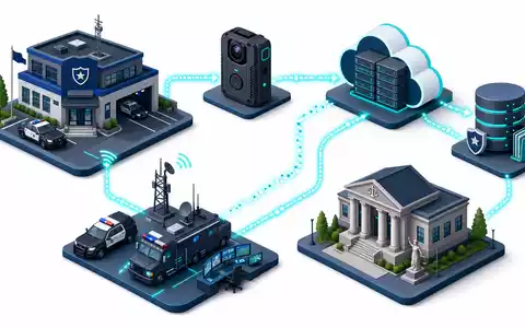 Axon Enterprise Inc. isometrisches 3D Diagramm der vernetzten Sicherheitstechnologie Wertschöpfungskette NASDAQ US05464C1018 - Foto: THN