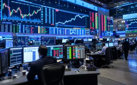 Axon Enterprise Inc. NASDAQ Handelssaal mit Bildschirmen zeigt Sicherheitstechnik Sektor Charts, US05464C1018 - Foto: THN