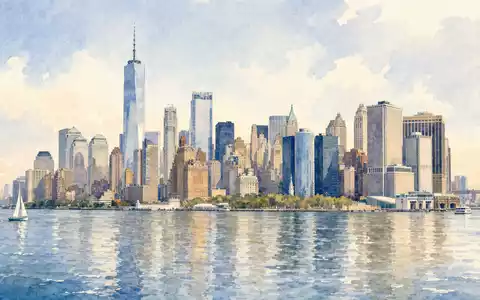 Aquarellansicht des New Yorker Finanzviertels von Bank of New York Mellon ISIN US0640581007 - Foto: THN