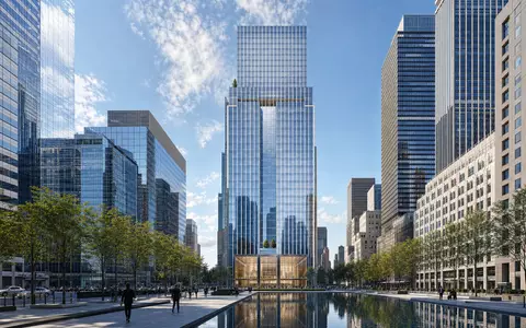 Modernes Hochhaus-Render für Bank of New York Mellon Aktie mit ISIN US0640581007 - Foto: THN