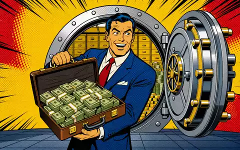 Pop-Art-Comic mit Banktresor und Banker für Bank of New York Mellon Aktie ISIN US0640581007 - Foto: THN
