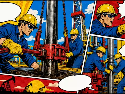Baker Hughes Co. Ölfeld-Szene als farbiger Pop-Art-Comic, ISIN US0567521085 an der NYSE gehandelt - Foto: THN