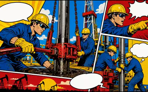 Baker Hughes Co. Ölfeld-Szene als farbiger Pop-Art-Comic, ISIN US0567521085 an der NYSE gehandelt - Foto: THN