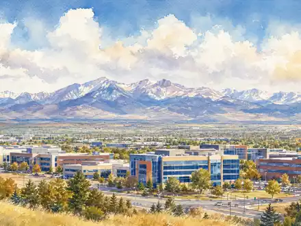 Ball Corp. Hauptsitz Westminster Colorado, ISIN US05722G1004, als Aquarell mit Rocky-Mountain-Panorama dargestellt - Foto: THN