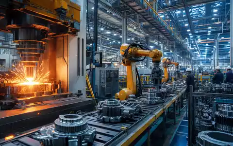Fotorealistische Werkshalle der CIE Automotive S.A. (ISIN ES0105630315) zeigt Schmiedeteile und Getriebekomponenten in Produktion - Foto: THN