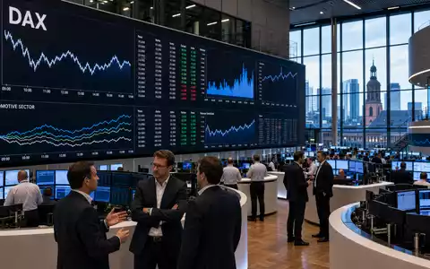 Editorial-Szene vom Frankfurter Handelssaal mit DAX-Charts thematisiert Börsennotierung von Continental AG, ISIN DE0005439004, deutscher Leitindex - Foto: THN
