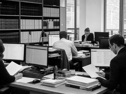 Diese Schwarzweiß-Reportage zeigt Redaktionsalltag bei Wolters Kluwer N.V. (NL0000395903), führender Anbieter von Fachinformationen weltweit - Foto: THN