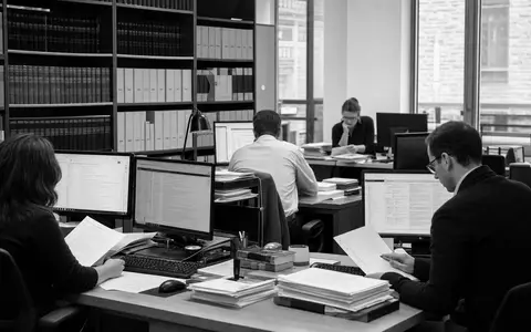 Diese Schwarzweiß-Reportage zeigt Redaktionsalltag bei Wolters Kluwer N.V. (NL0000395903), führender Anbieter von Fachinformationen weltweit - Foto: THN