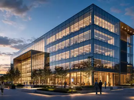 Der Architektur-Render illustriert einen futuristischen Bürokomplex, passend zum Innovationsanspruch von Wolters Kluwer N.V. (NL0000395903) - Foto: THN