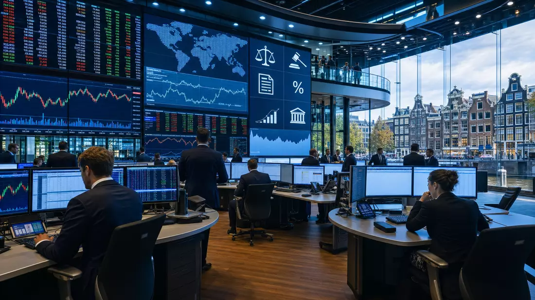 Trading-Floor mit Charts, Amsterdam-Blick, Wolters Kluwer N.V., NL0000395903