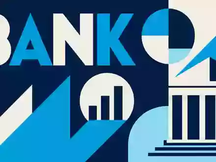 Barclays plc (ISIN GB0031348658) wird hier als geometrisches Bauhaus-Poster mit Sektor-Text BANK dargestellt - Foto: THN