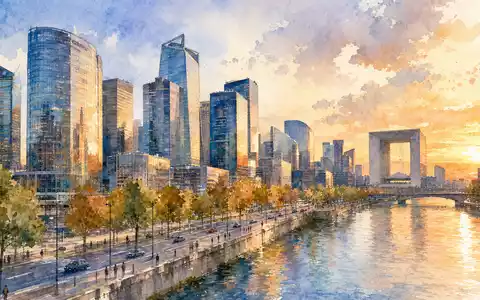 Capgemini SE (ISIN FR0000125338) hat ihren Hauptsitz nahe Paris, hier als stimmungsvolles Aquarellbild dargestellt - Foto: THN
