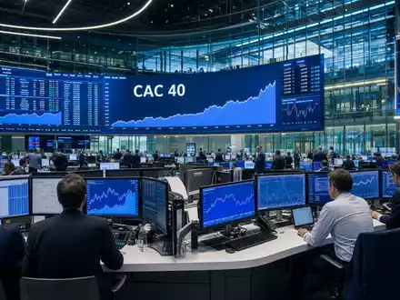 Capgemini SE (ISIN FR0000125338) ist im CAC 40 gelistet, dargestellt in editorieller Börsen-Trading-Floor-Szene - Foto: THN