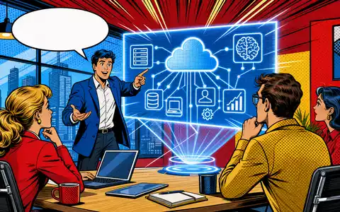 Capgemini SE (ISIN FR0000125338) prĂ€sentiert Cloud- und KI-Beratung als farbenfrohe Pop-Art-Comic-Illustration im BĂŒro - Foto: THN