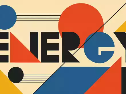Hunting PLC GB0004225066 inspiriert ein geometrisches Bauhaus-Poster mit dem markanten Sektor-Schriftzug ENERGY - Foto: THN