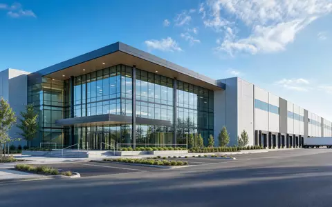 Dunelm Group plc GB0033745292 präsentiert ein modernes Architektur-Render eines Verwaltungs- und Verteilzentrumsgebäudes - Foto: THN